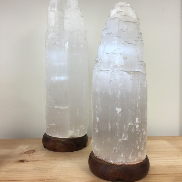 Selenite Lamp Large White 13"